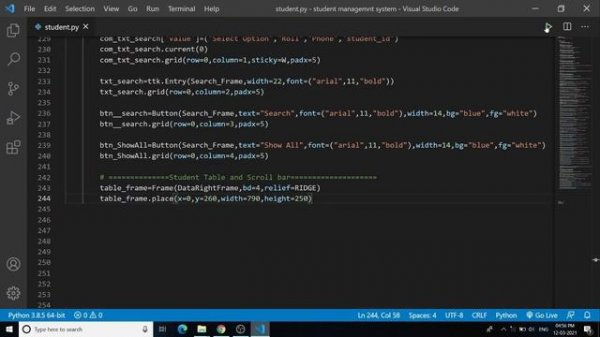 Python Projects - how to make student management system project in python with database