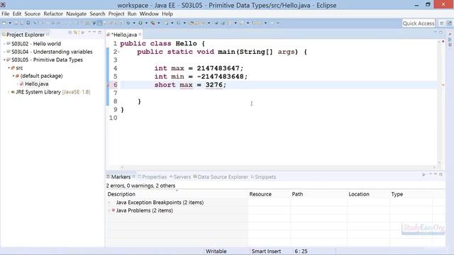 Java for beginners course (Core concepts) : Primitive Data Types (Integer datatype) смотреть онлайн