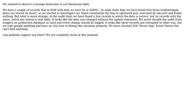 Databases: corrupted data in filestream table смотреть онлайн