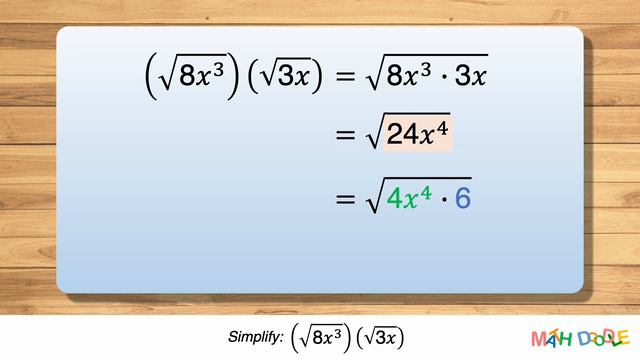 Multiplying Square Roots “(√8𝑥^3)(√3𝑥)” | Step-by-Step Algebra Solution - Math Doodle смотреть онлайн