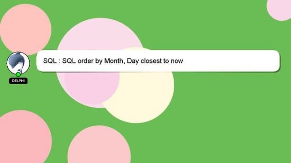 SQL : SQL order by Month, Day closest to now