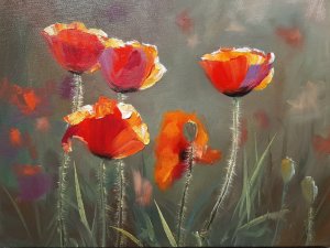 Уроки  живописи ."Пишем маки"  Художник Вугар Мамедов