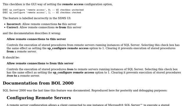 Databases: SQL Server, Allow remote connections to this server option. What does this do? смотреть онлайн
