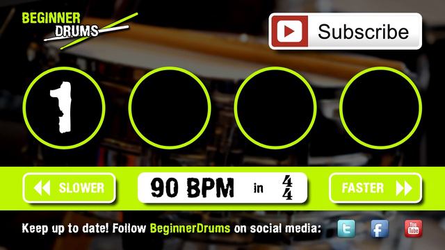 90BPM (4/4) Visual Metronome / Click Track - Beginner Drums смотреть онлайн