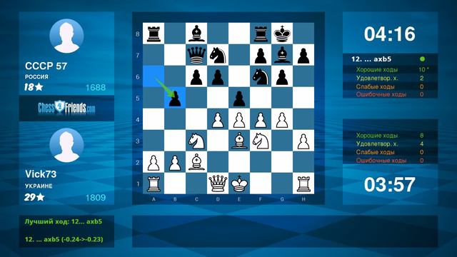 Chess Game Analysis: Vick73 - СССР 57 : 1-0 (By ChessFriends.com) смотреть онлайн