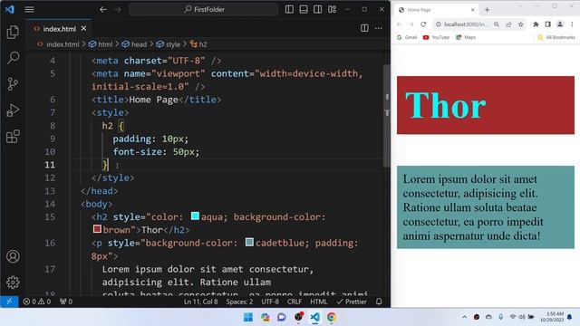 58 Add css to your webpage | HTML style & link tag, style attribute| Inline, Internel & Embedded cs смотреть онлайн