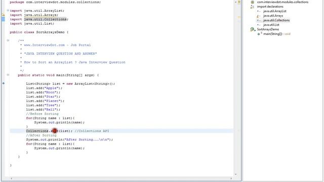 Java Interview Question And Answer Sort An Array Using Collections API смотреть онлайн