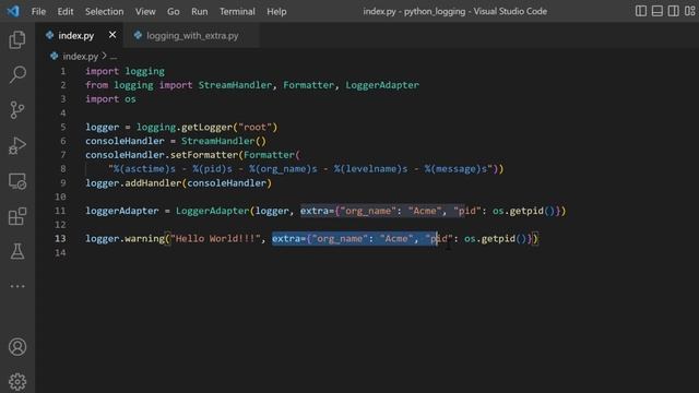 Enrich logs with additional parameters using LoggerAdapter in Python смотреть онлайн