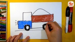 Как нарисовать Машину Грузовик, Урок рисования для детей от 3 лет