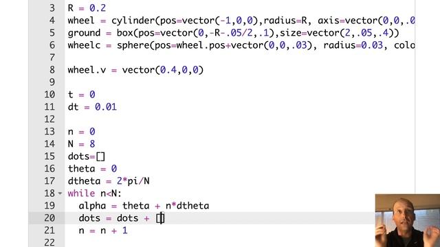 Showing the velocity on points of a rolling wheel with python смотреть онлайн