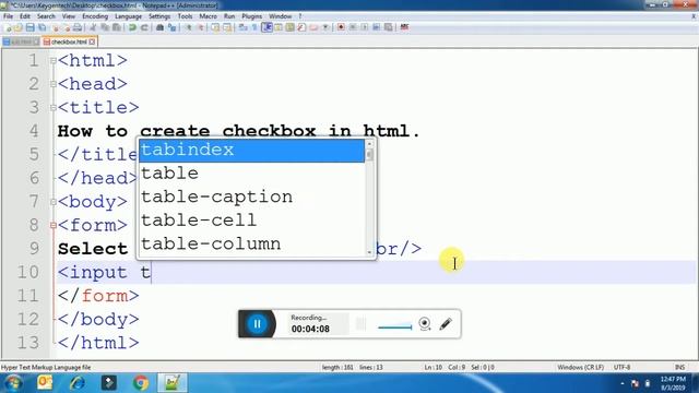 Checkbox in html | How to Create Checkbox in HTML In Hindi | Html Tutorials смотреть онлайн