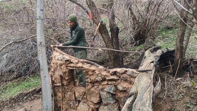 Alone Built A Dugout In The Forest. Start To Finish | Dugout Shelter Building, Log Cabin In The Woo
