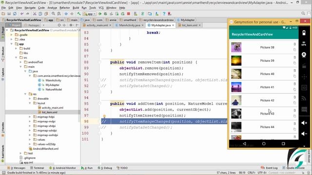 #9.4 Android RecyclerView Tutorial. Perform Add and Delete Item operations | Android Material Desig смотреть онлайн