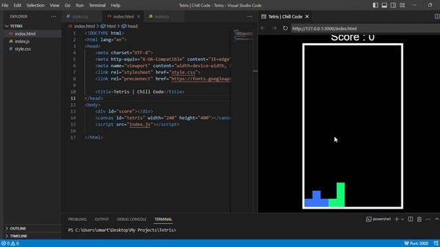Tetris | HTML CSS & Javascript Visual Studio Code 2023 смотреть онлайн