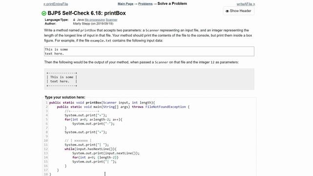 Java Practice It || 6.18 printBox || file processing, scanner, method with scanner parameter, loops смотреть онлайн