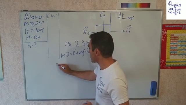 Брусок массой 0.5 кг прижат к вертикальной стене силой 10 Н, направленой препендикулярно стене... смотреть онлайн