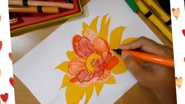 Flower sketch with brush pens смотреть онлайн