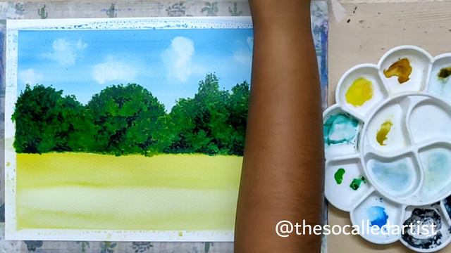 Sunflower Field | Watercolor Landscape | Easy Tutorial