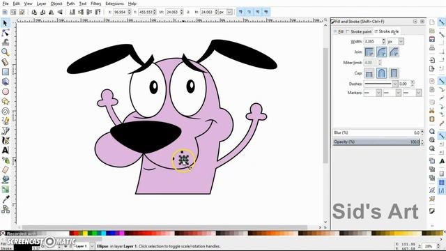 Inkscape Tutorial - How To Draw Courage the cowardly dog (Part 2) смотреть онлайн