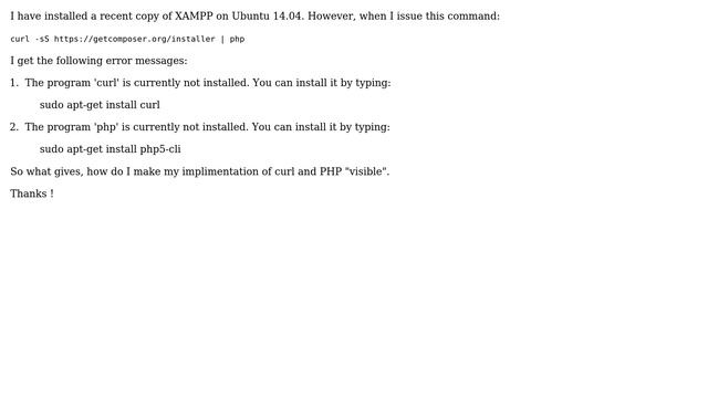Ubuntu: How to make Curl and PHP available when installed from Xampp? смотреть онлайн