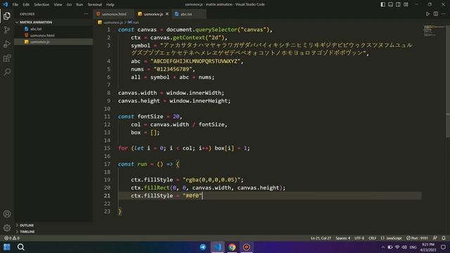 Matrix Animation using JavaScript Html5 Canvas in 1 minutes #hacking #hacker #javascript #hacks смотреть онлайн