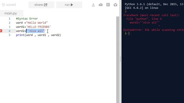 syntax error in python (Python Errors) 1 смотреть онлайн