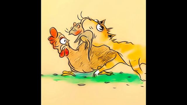 Мои простые рисунки - нарисованная картинка: "Курочка в шоке". В ролях курочка, котик и бедная мышк смотреть онлайн