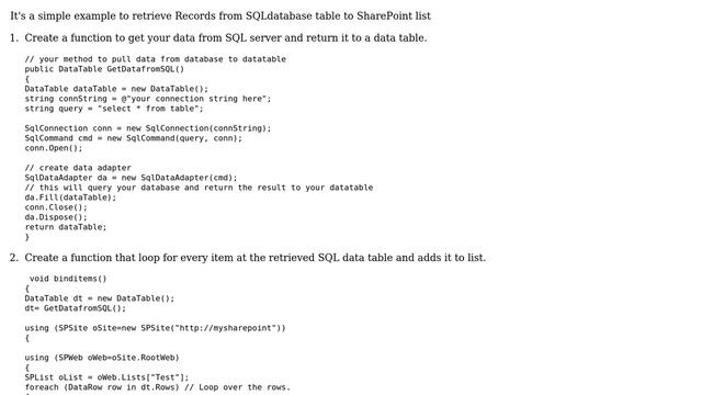 Sharepoint: C# Bind SQL Server Table in Sharepoint List смотреть онлайн