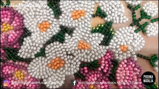 Beads embroidery picture “Cveti Rozi”/ Beaded painting/ Handmade gift by Pushka Natalia смотреть онлайн