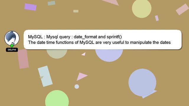 MySQL : Mysql query : date_format and sprintf() смотреть онлайн
