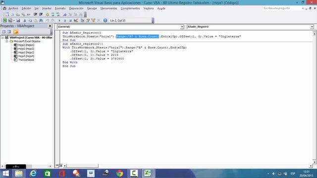 Macros Excel – VBA 58.- Posicionarse en Último Registro Tabla смотреть онлайн