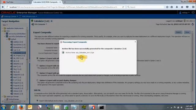 Oracle SOA Suite 12C How to export the SOA Composite(.jar) from EM and import into JDeveloper 12C смотреть онлайн