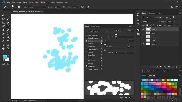 Настройка кисти в панели Brushes. Видеоуроки Photoshop. смотреть онлайн
