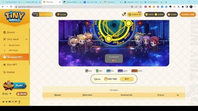 Обзор проекта Tiny World Mystery Runes на Binance NFT смотреть онлайн