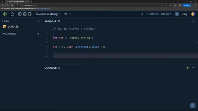 Reverse a string in JavaScript смотреть онлайн