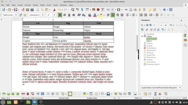 LibreOffice Writer: Merge two tables смотреть онлайн