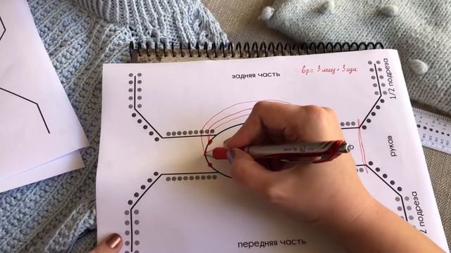 Реглан-погон спицами сверху. Часть 2: Расчёт ростка. Зачем нужны коррекции? Прибавки по линии плеча смотреть онлайн