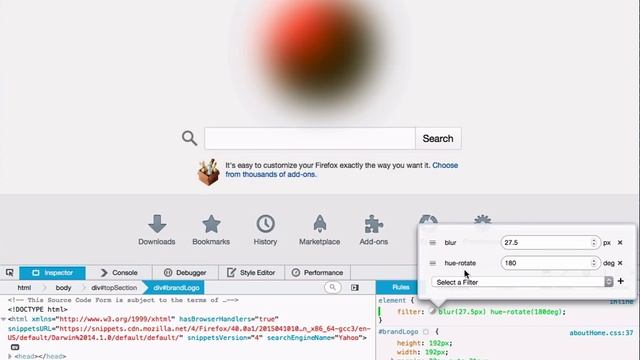 CSS Filter Editor Tooltip in FirefoxDevTools 44 смотреть онлайн