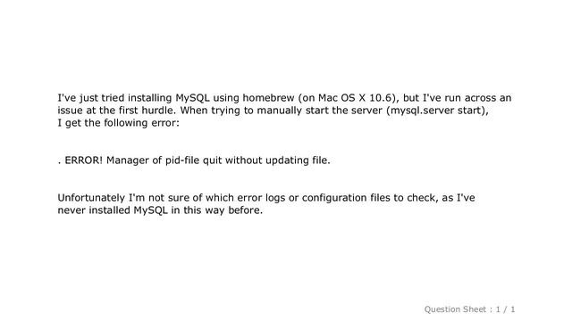 MySQL : PID error on mysql.server start? смотреть онлайн