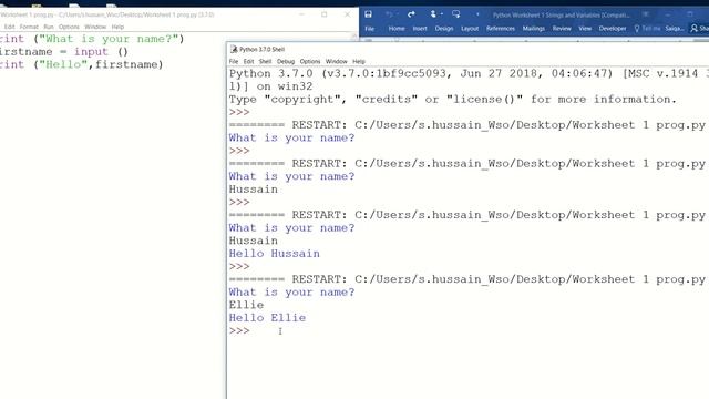 Python - Worksheet 1 - Strings and variables vid 1 смотреть онлайн