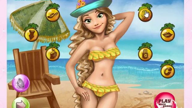 Игры для детей: игры для девочек; одеваем Рапунцель на море смотреть онлайн