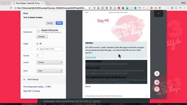Print Styles: CSS Tutorial (Day 6 of CSS3 in 30 Days) смотреть онлайн