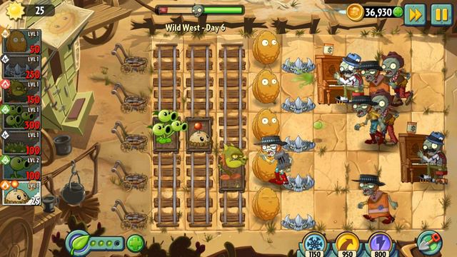 Plants vs Zombies 2 - Wild West Day 6 [Plants Lvl 1 & No Premium] смотреть онлайн