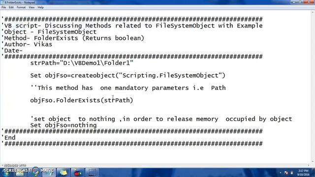 8 VBScript-FileSystemObject-FolderExists смотреть онлайн