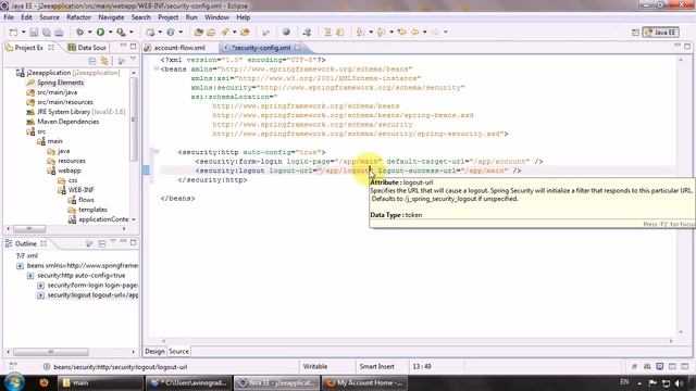 Java EE J2EE Tutorial for beginners Part16 Configuring Spring Security to secure Web flow смотреть онлайн