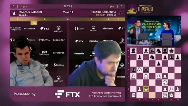 Magnus Carlsen vs Hikaru Nakamura | Tie Breaks - Game 1 (FULL) | FTX Crypto Cup QFs смотреть онлайн