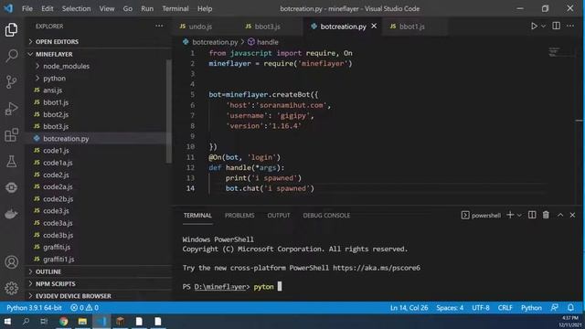 Minecraft Bot creation in Python смотреть онлайн