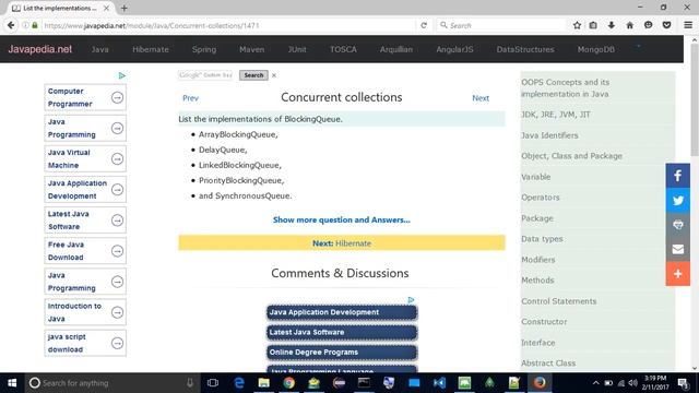 List the implementations of BlockingQueue.
| javapedia.net смотреть онлайн