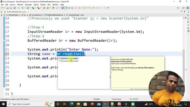 User Input Using BufferedReader In JAVA | Code Example In Eclipse | Class#18