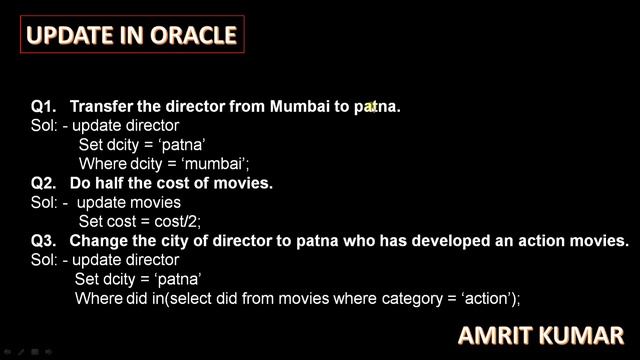 #60 UPDATE IN ORACLE BY MR. AMRIT KUMAR смотреть онлайн
